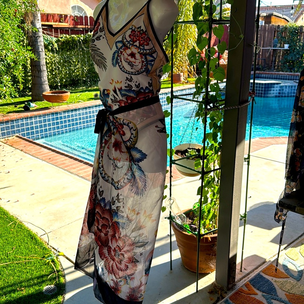 Floral Black Red And Blue With Coverall